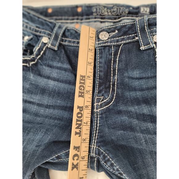 Miss Me Skinny Low Rise Cross Embellished Denim Blue Jeans 32 VTG Y2K 90s - Picture 10 of 12